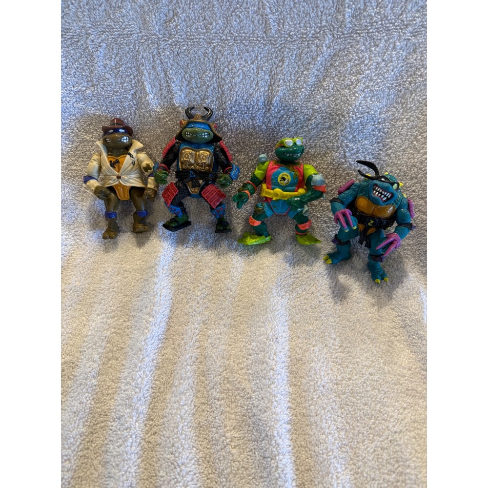 Vintage 1990 TMNT Playmates Action Figure Lot Donatello Leonardo Raphael Slash